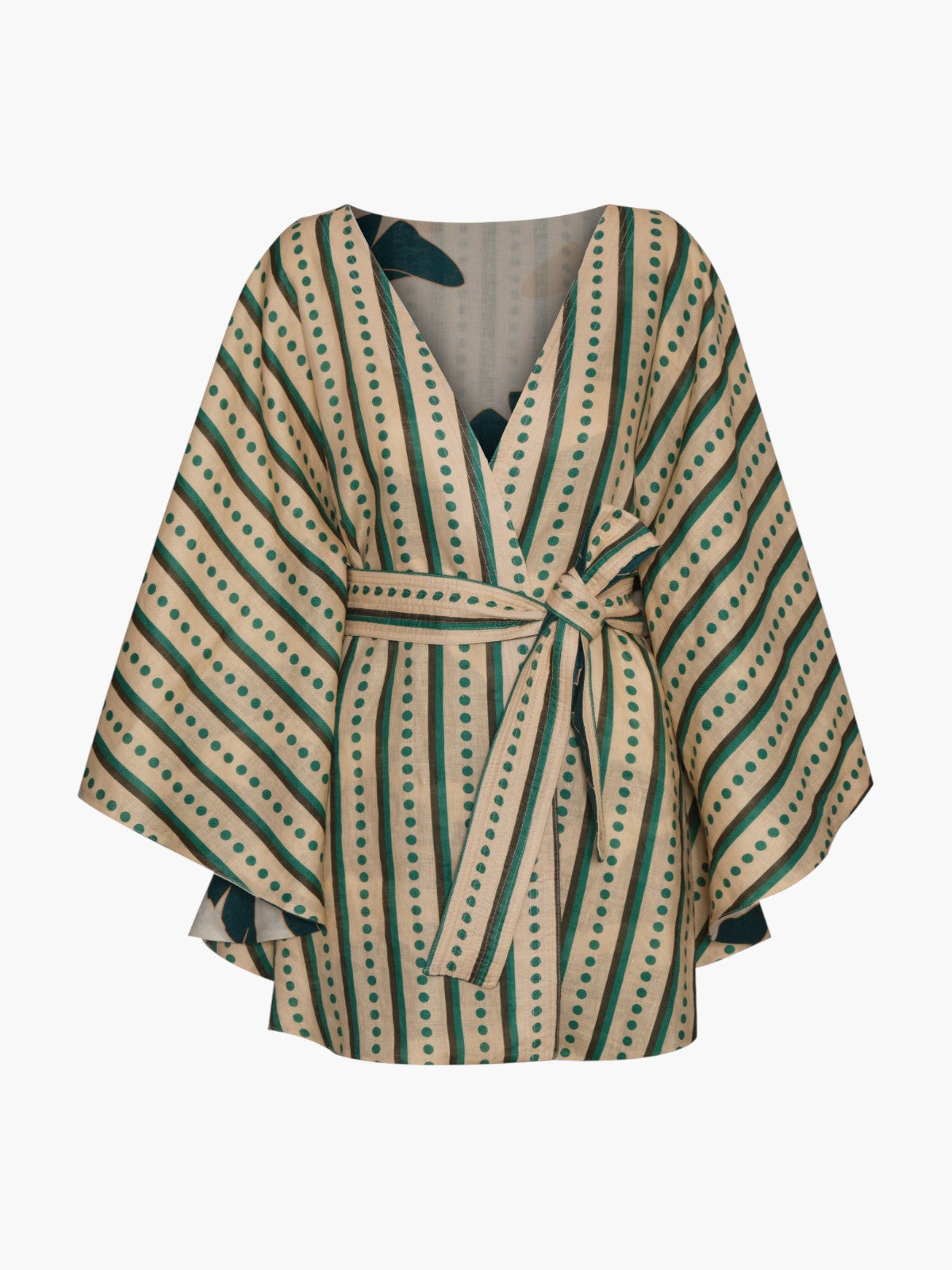 Cavalo Linen Poncho | Aquamarine Palms/Green Stripes Cavalo Linen Poncho | Aquamarine Palms/Green Stripes