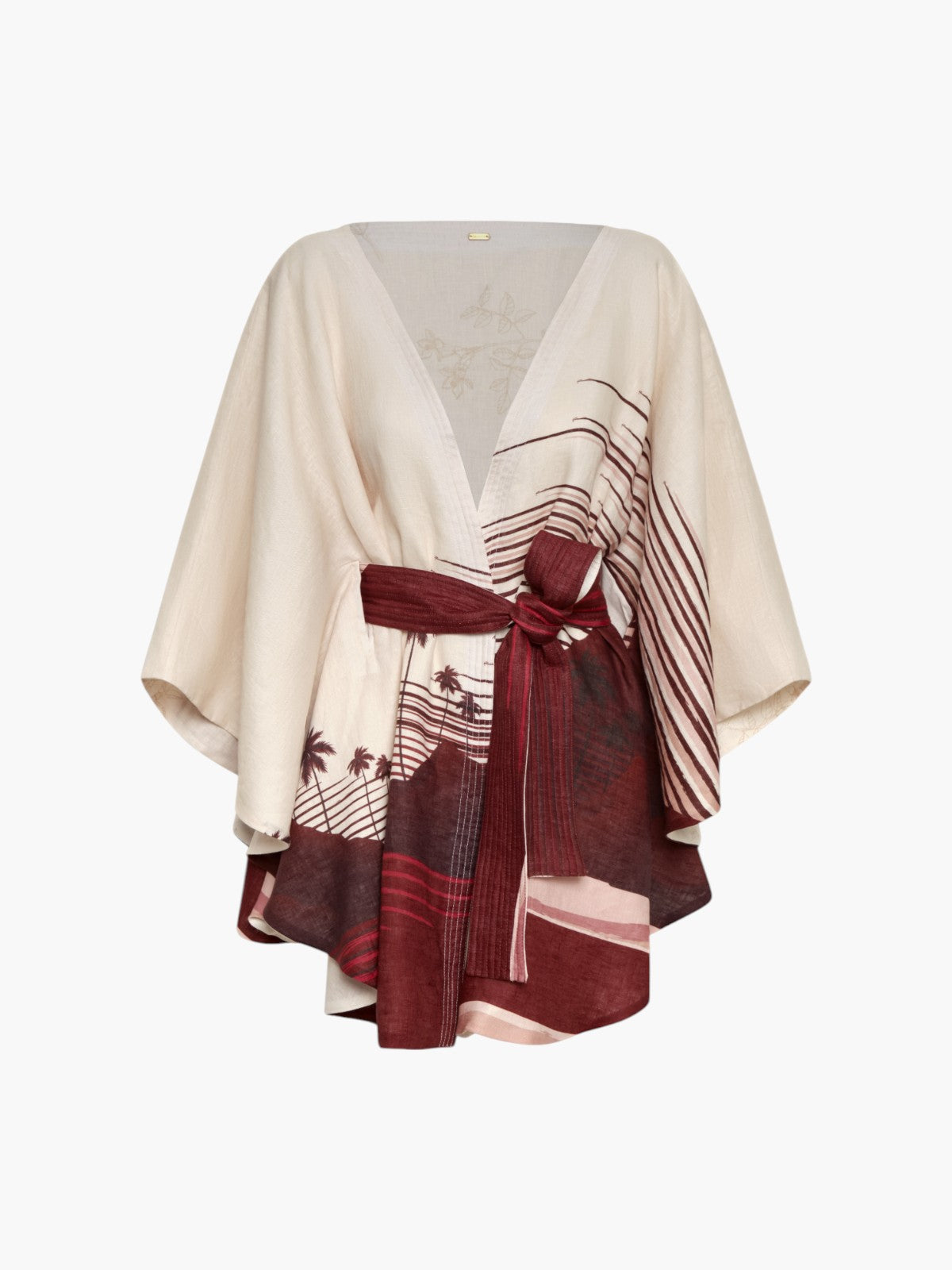 Cavalo Linen Poncho | Red Tropical Landscape Cavalo Linen Poncho | Red Tropical Landscape