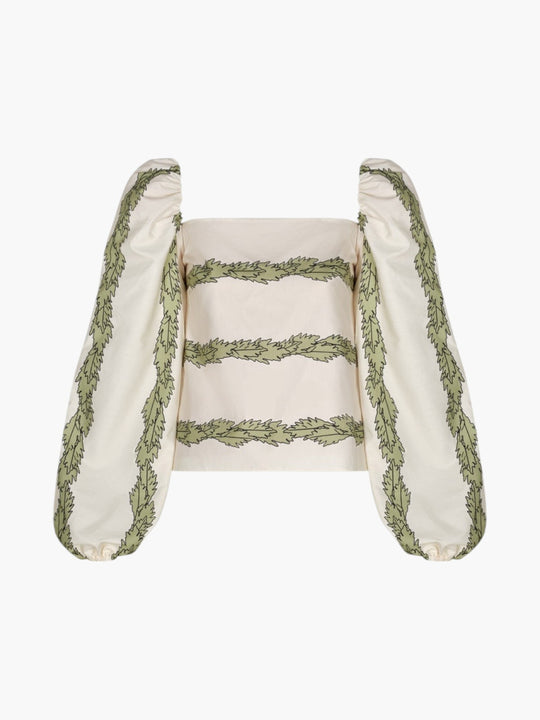 Celia Cotton Blouse | Ivory Striped Helechos