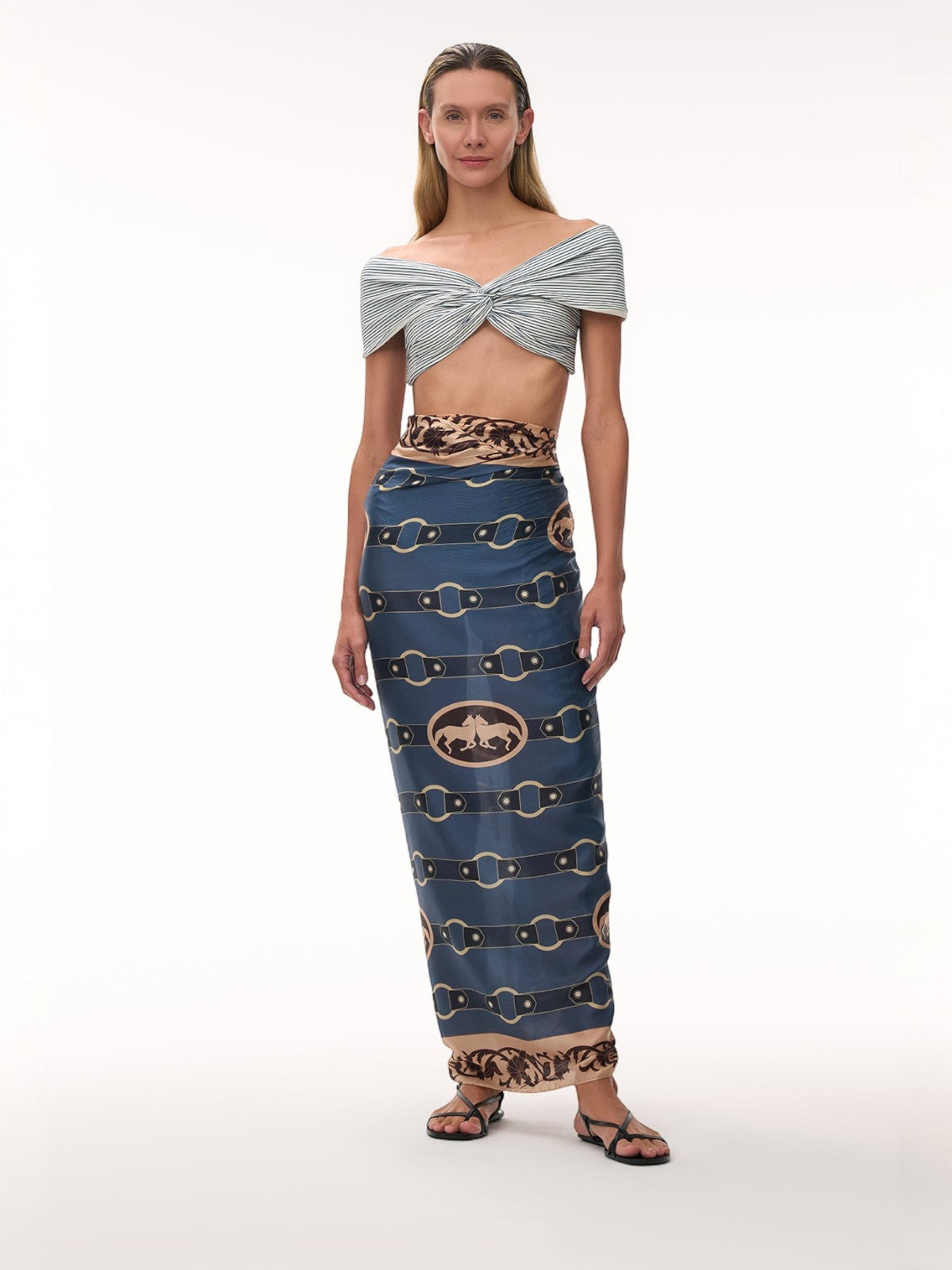 De La Falaise Cotton Silk Sarong | Blue Horse Reins