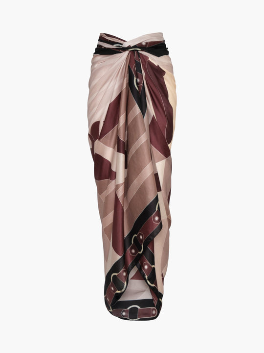 De La Falaise Cotton Silk Sarong | Brown Horses