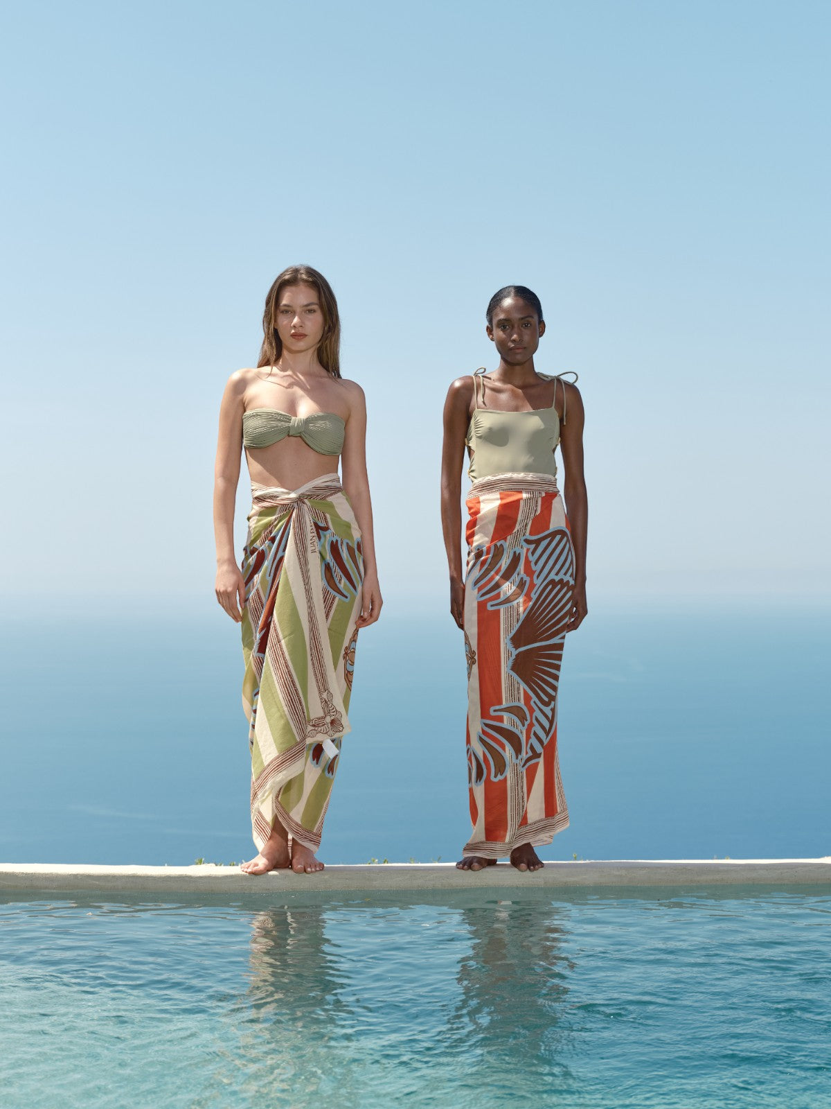 De La Falaise Cotton Silk Sarong | Sage Ornament Stripes De La Falaise Cotton Silk Sarong | Sage Ornament Stripes