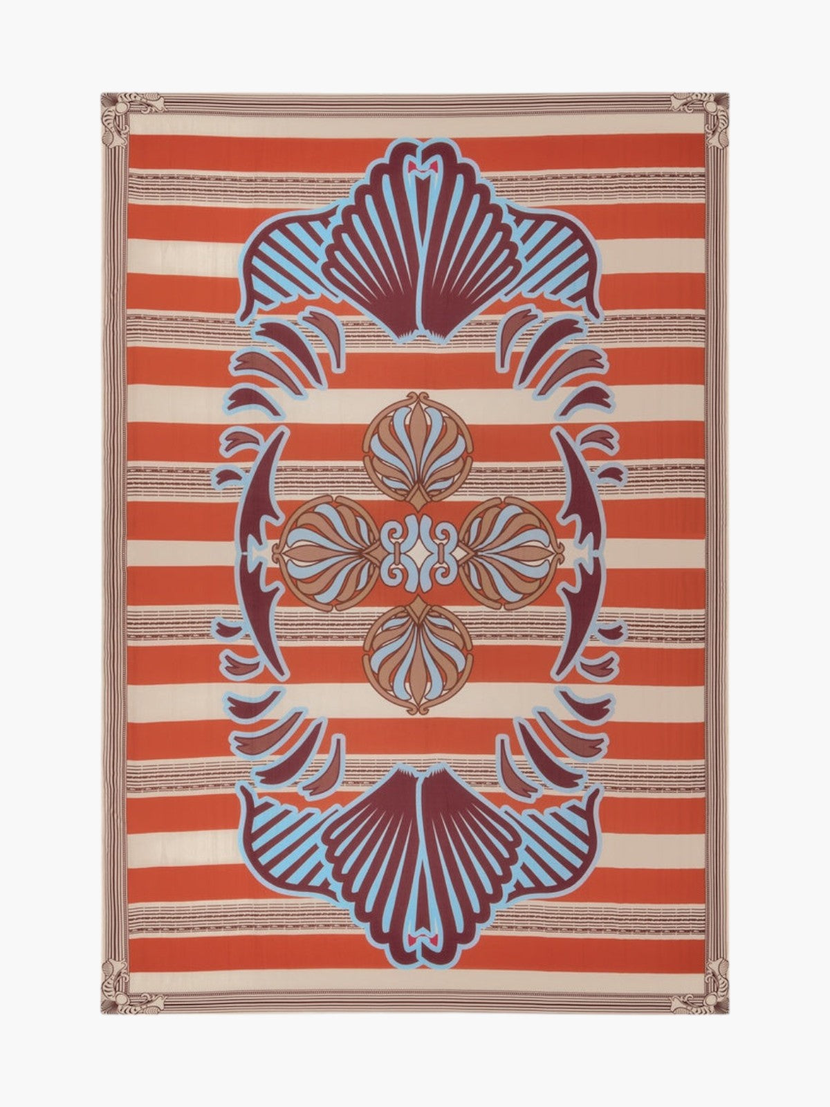 De La Falaise Cotton Silk Sarong | Orange Ornament Stripes De La Falaise Cotton Silk Sarong | Orange Ornament Stripes