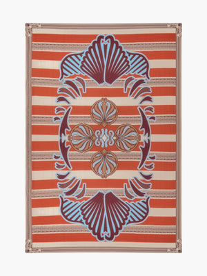 De La Falaise Cotton Silk Sarong | Orange Ornament Stripes De La Falaise Cotton Silk Sarong | Orange Ornament Stripes