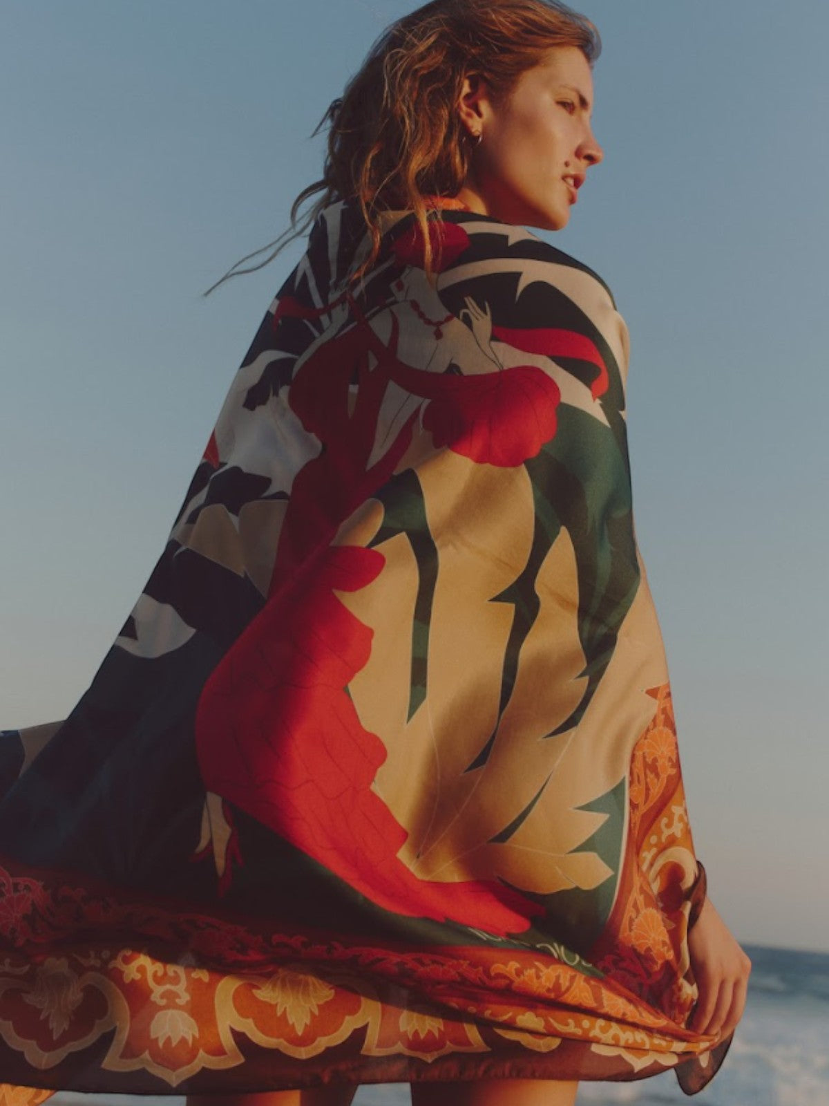 De La Falaise Cotton Silk Sarong | Peach Dancer