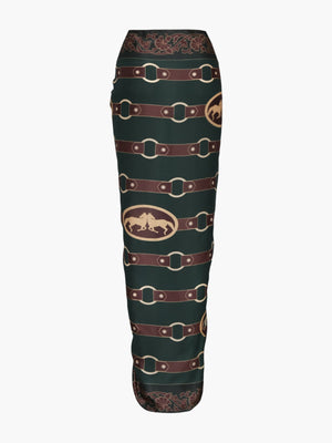 De La Falaise Cotton Silk Sarong | Green Horse Reins De La Falaise Cotton Silk Sarong | Green Horse Reins