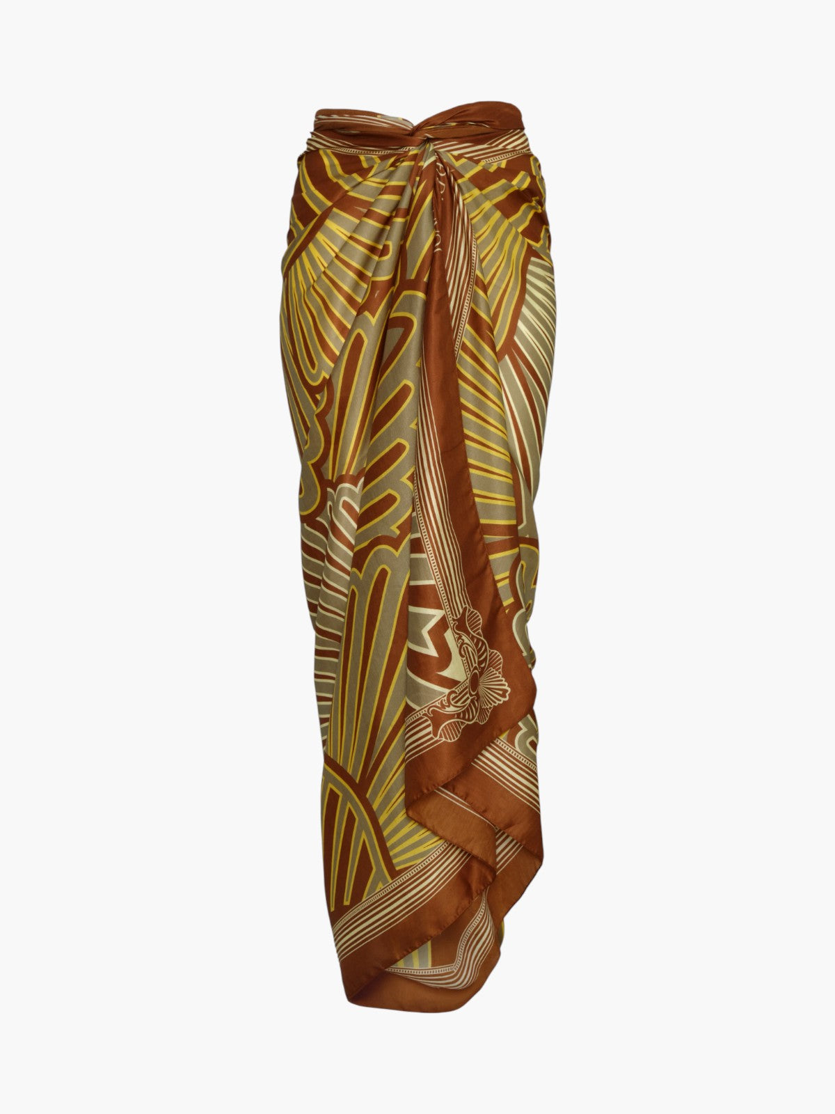 De La Falaise Cotton Silk Sarong | Yellow Intricate Shells De La Falaise Cotton Silk Sarong | Yellow Intricate Shells
