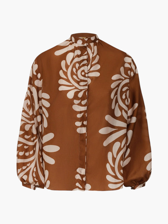 Don Simon Cotton Silk Shirt | Brown Arabesque