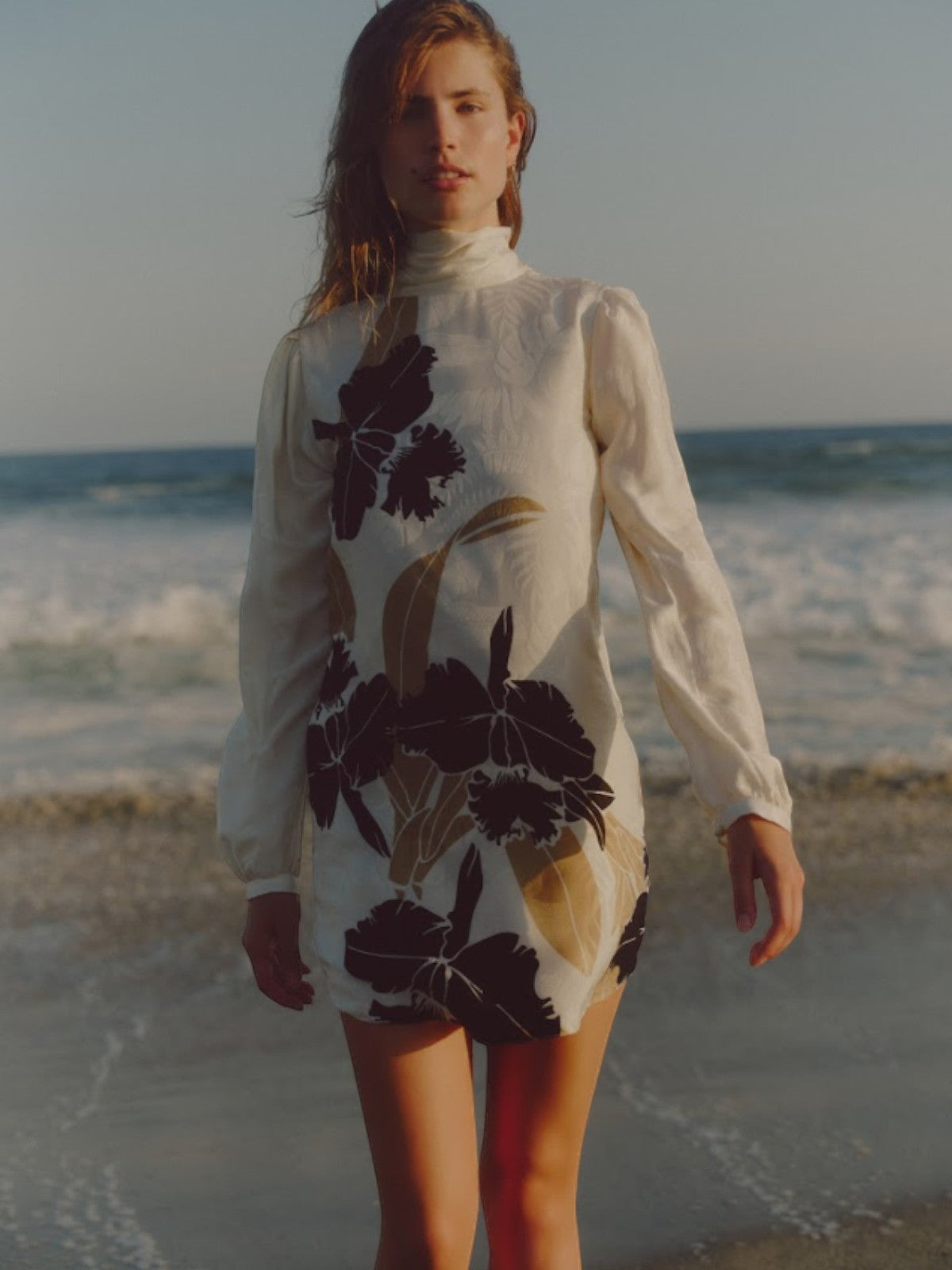 El Real Silk Jacquard Mini Dress | Black Orchids El Real Silk Jacquard Mini Dress | Black Orchids