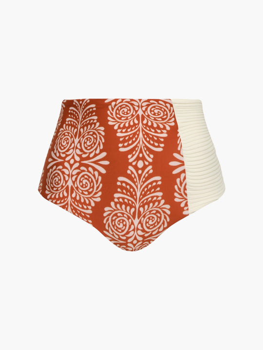 Frida Bottom | Red Arabesque/Orange Stripes
