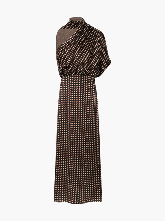 Gioconda Satin Silk Midi Dress | Black & Ivory Seeds