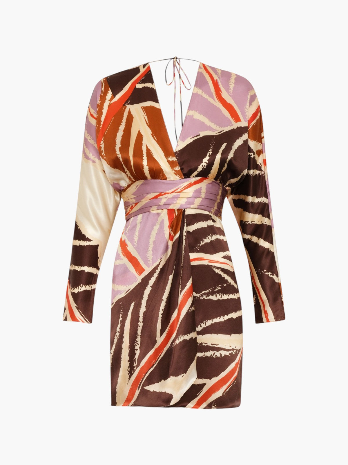 Grecia Satin Silk Mini Dress | Lilac Platanera Leaves Grecia Satin Silk Mini Dress | Lilac Platanera Leaves