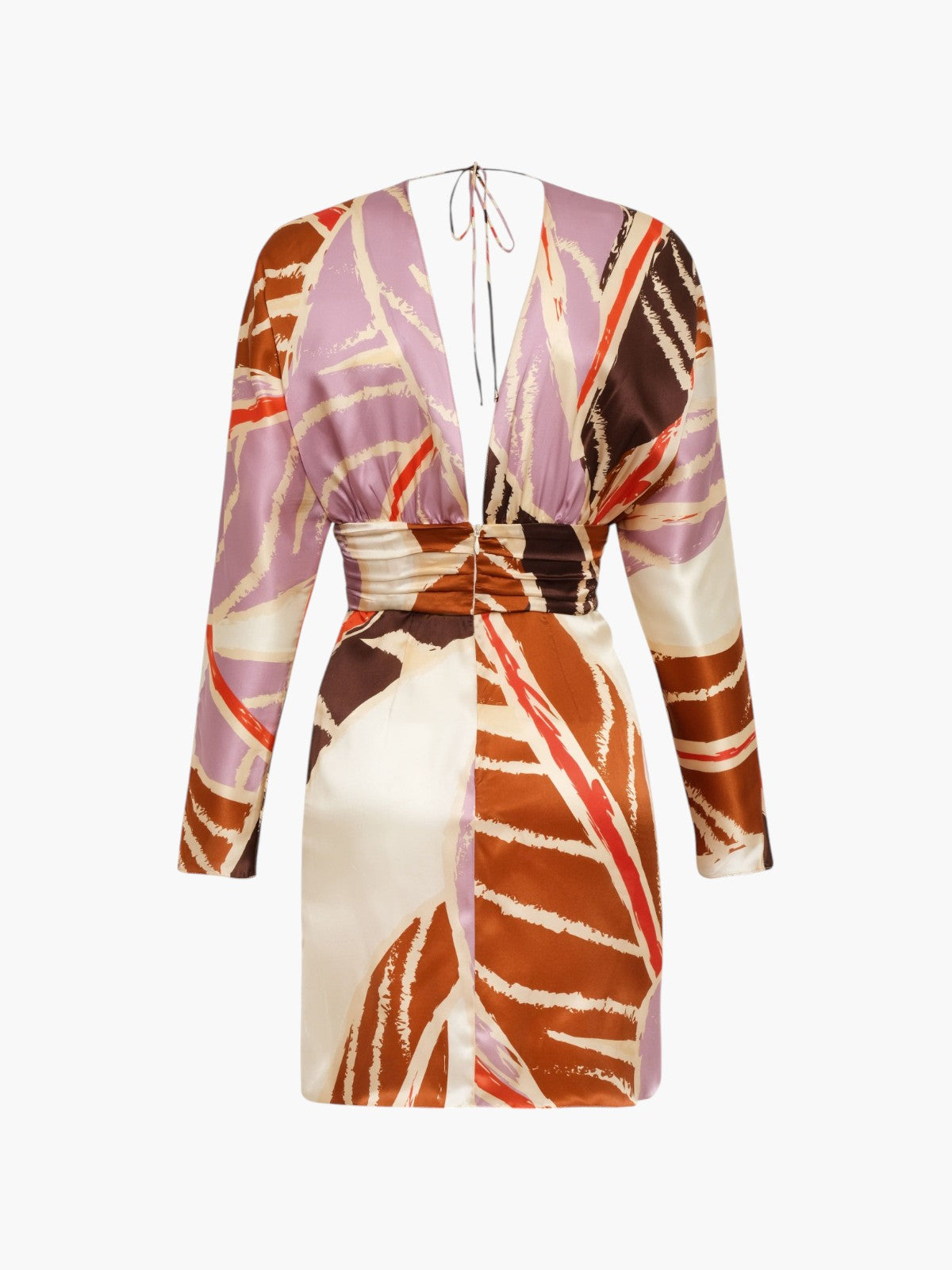 Grecia Satin Silk Mini Dress | Lilac Platanera Leaves Grecia Satin Silk Mini Dress | Lilac Platanera Leaves