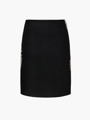 Guainia Embroidered Linen Mini Skirt | Black Guainia Embroidered Linen Mini Skirt | Black