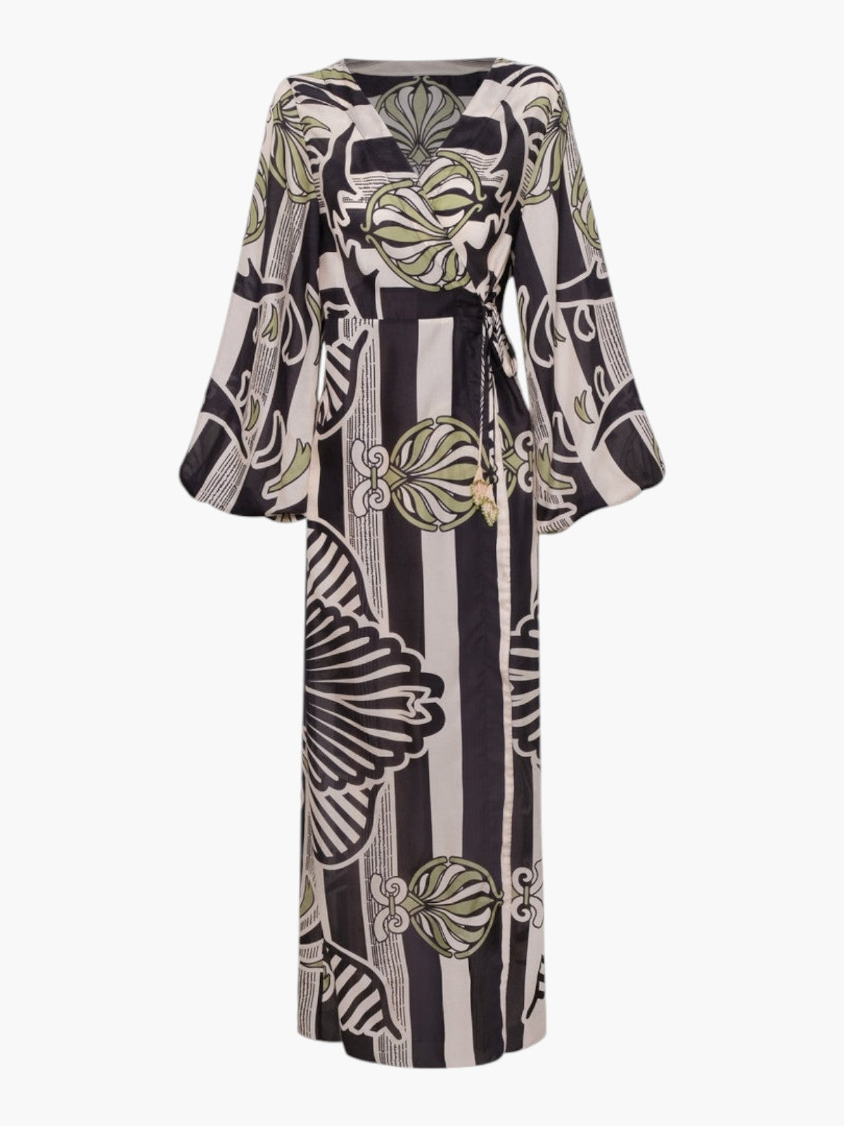 Hojarasca Cotton Silk Maxi Dress | Navy Ornament Stripes Hojarasca Cotton Silk Maxi Dress | Navy Ornament Stripes