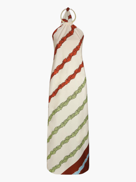 Ipanema Cotton Maxi Dress | Ivory Striped Helechos