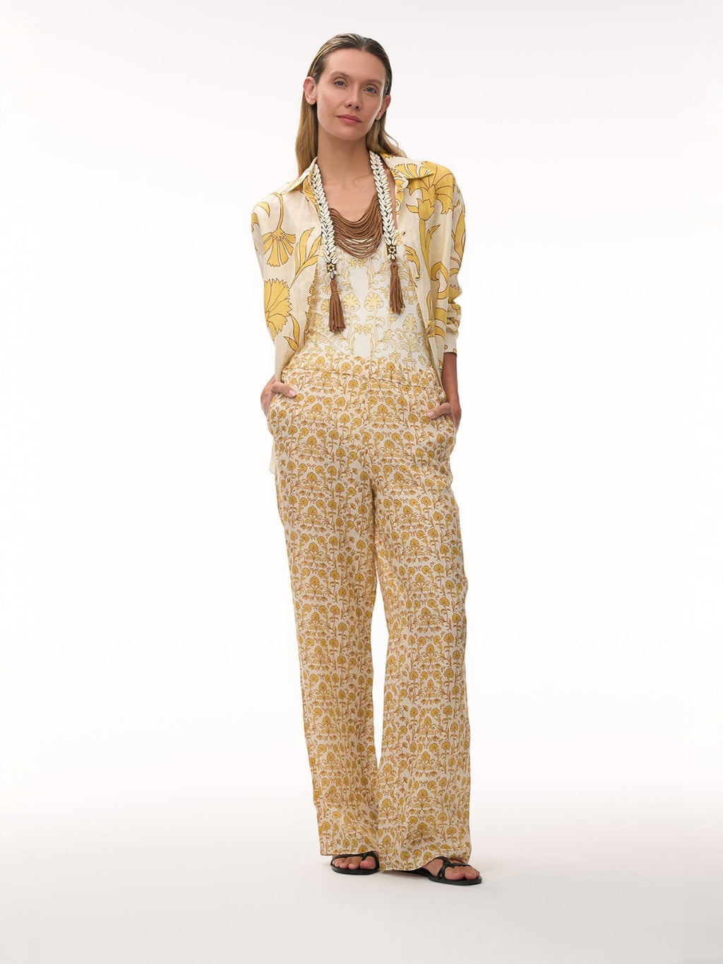 Jill Linen Shirt | Yellow Flowers