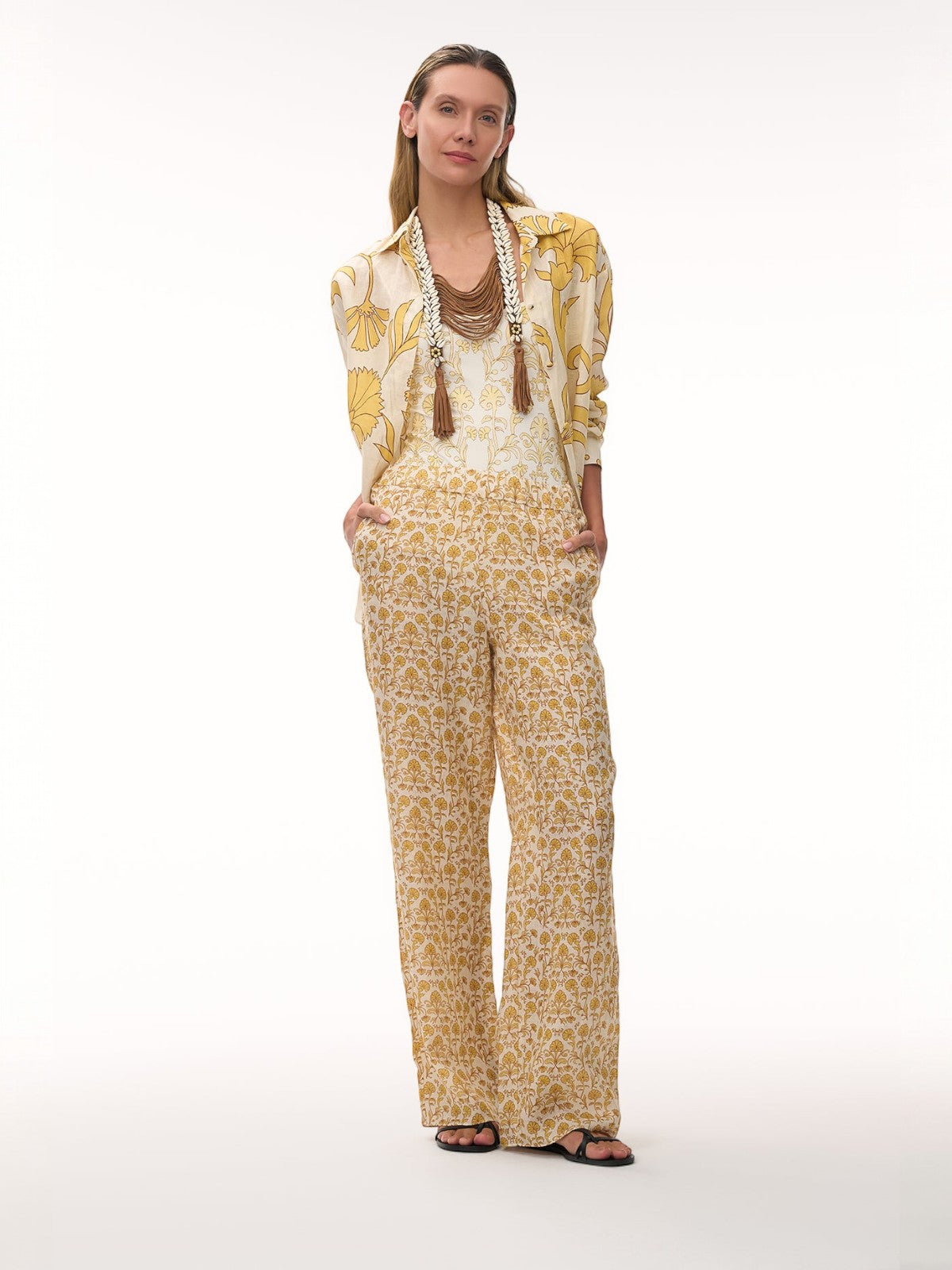 Jill Linen Shirt | Yellow Flowers