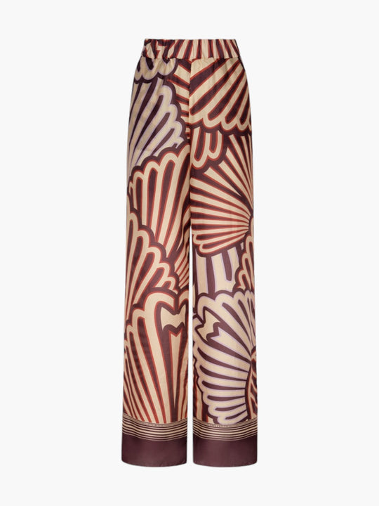 Joao Cotton Silk Pants | Wine Intricate Shells