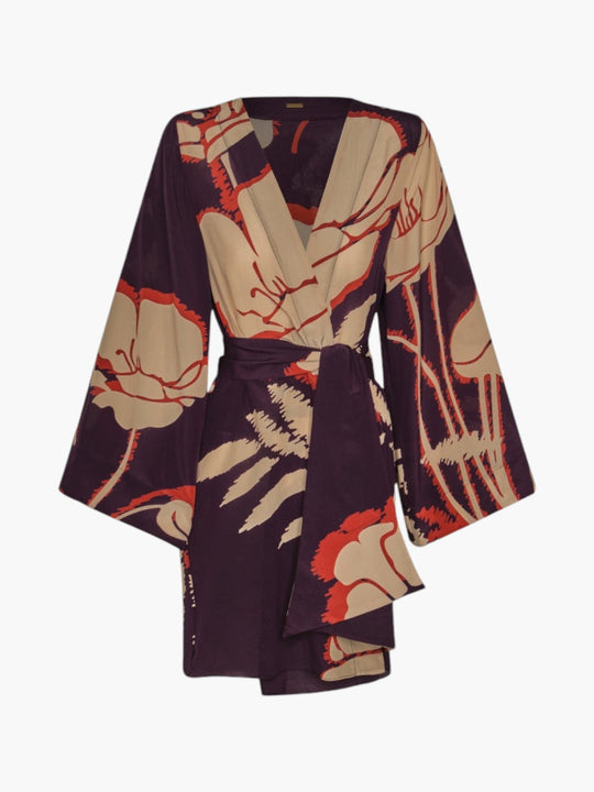 Joaquina Crepe Chine Mini Tunic | Purple Gladiolos