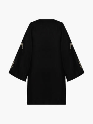 Joaquina Embroidered Linen Mini Tunic | Black Joaquina Embroidered Linen Mini Tunic | Black