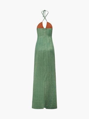 Josefina Shiny Jersey Maxi Dress | Emerald Mini Scales Josefina Shiny Jersey Maxi Dress | Emerald Mini Scales