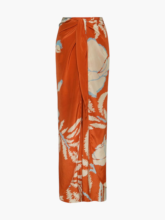 La Bamba Crepe Chine Pants | Orange Gladiolos