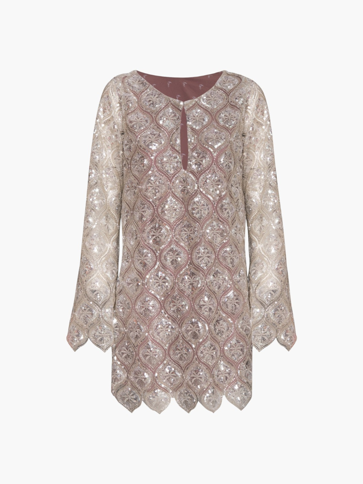 La Maestranza Sequined Palms Mini Dress | Silver La Maestranza Sequined Palms Mini Dress | Silver