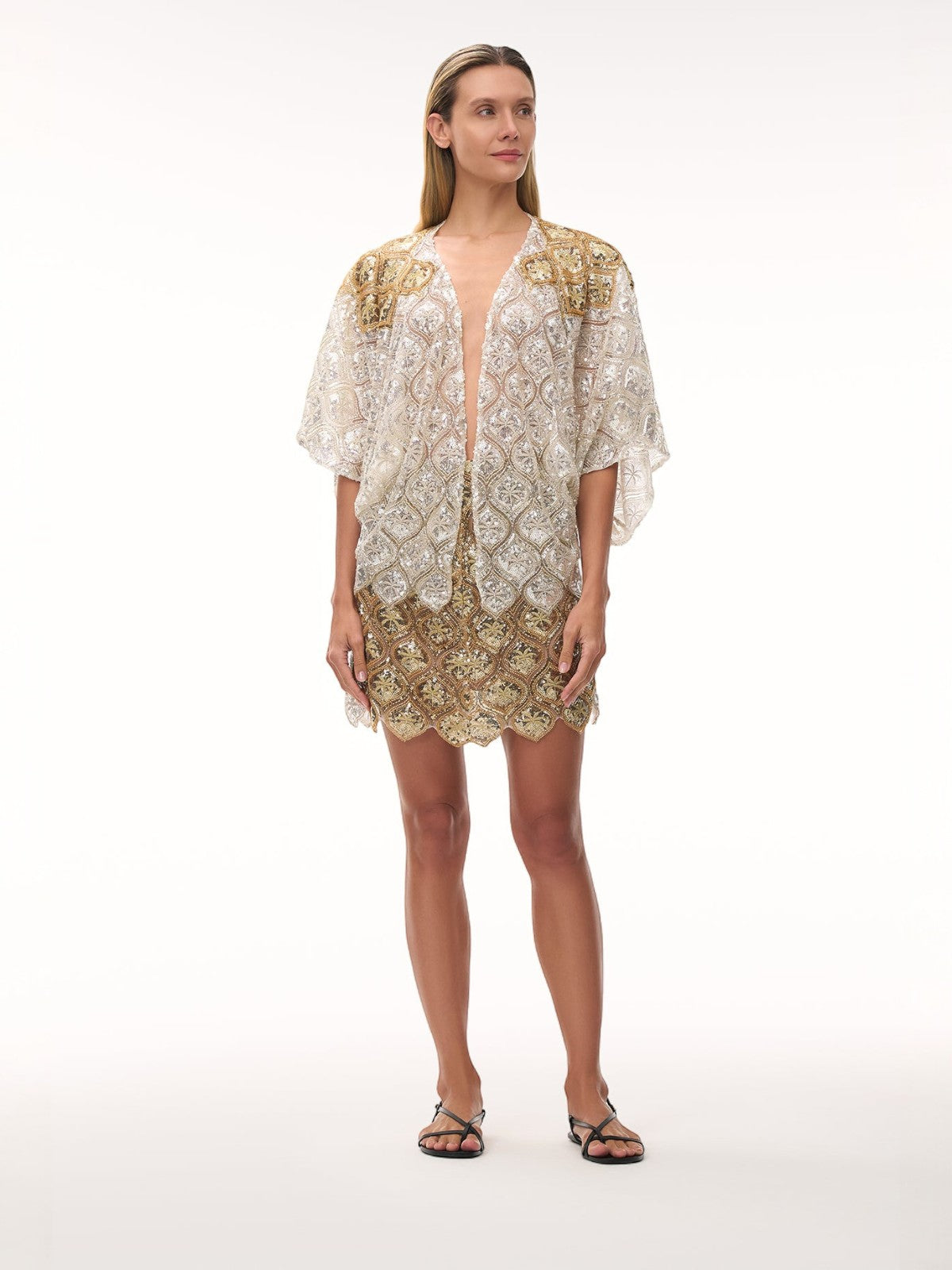 Las Ventas Palms Sequined Mini Skirt | Silver & Gold Las Ventas Palms Sequined Mini Skirt | Silver & Gold