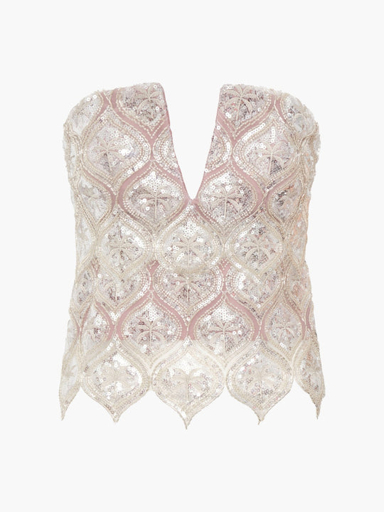 Luciana Palms Sequined Top | Silver