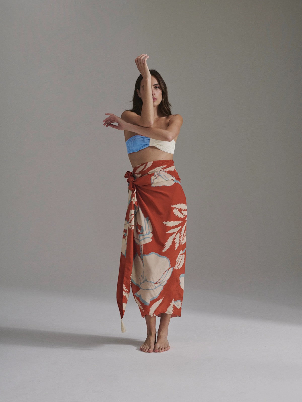 Mapara Crepe Chine Skirt | Orange Gladiolos Mapara Crepe Chine Skirt | Orange Gladiolos