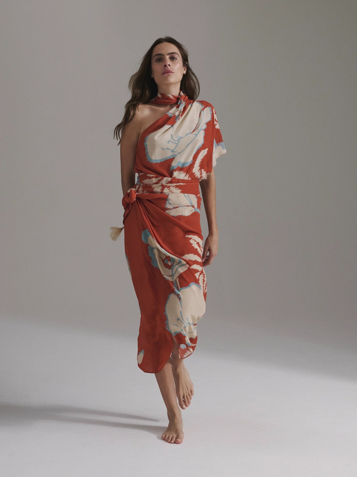 Mapara Crepe Chine Skirt | Orange Gladiolos Mapara Crepe Chine Skirt | Orange Gladiolos