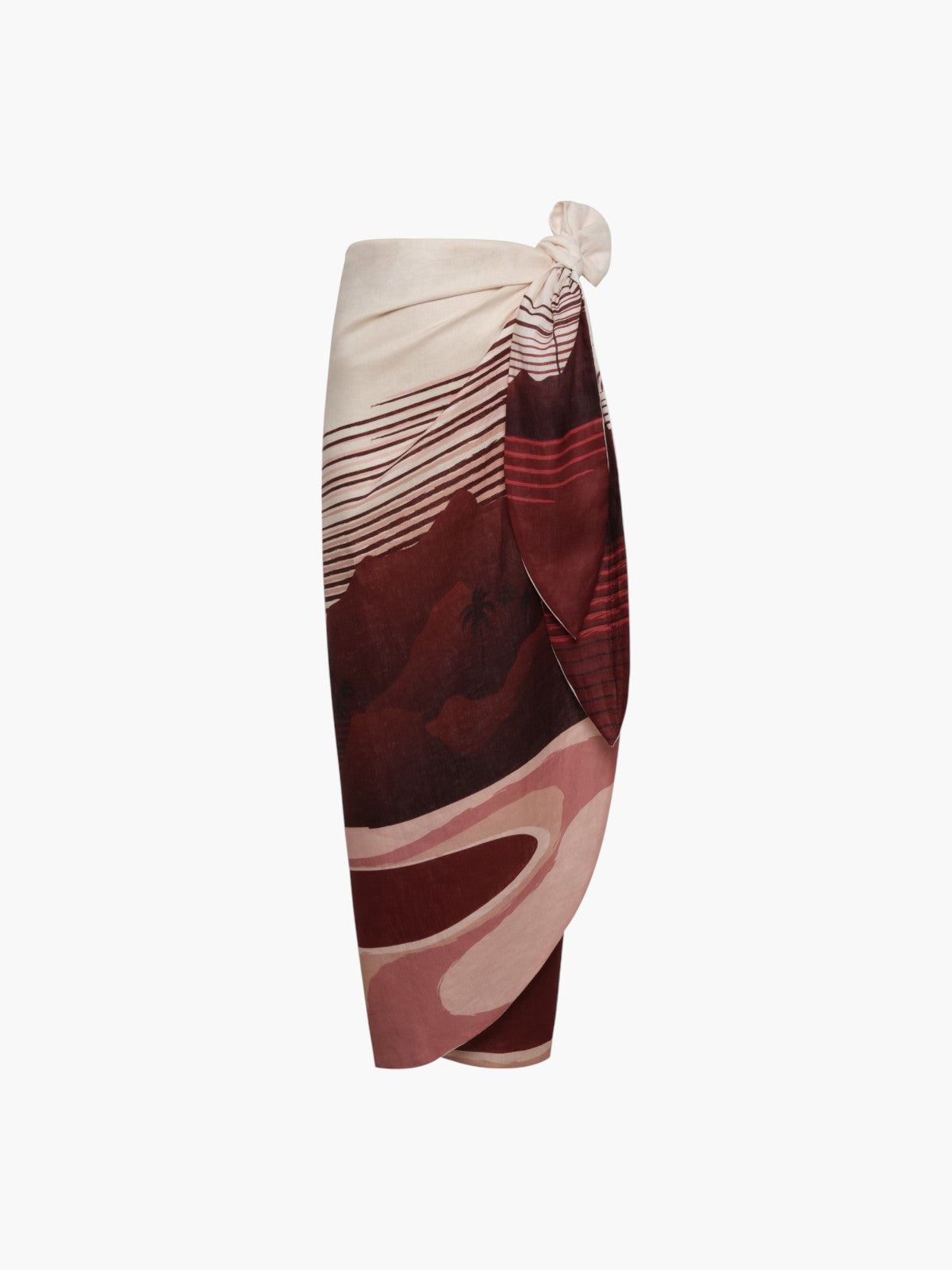 Mapara Linen Skirt | Red Tropical Landscape Mapara Linen Skirt | Red Tropical Landscape