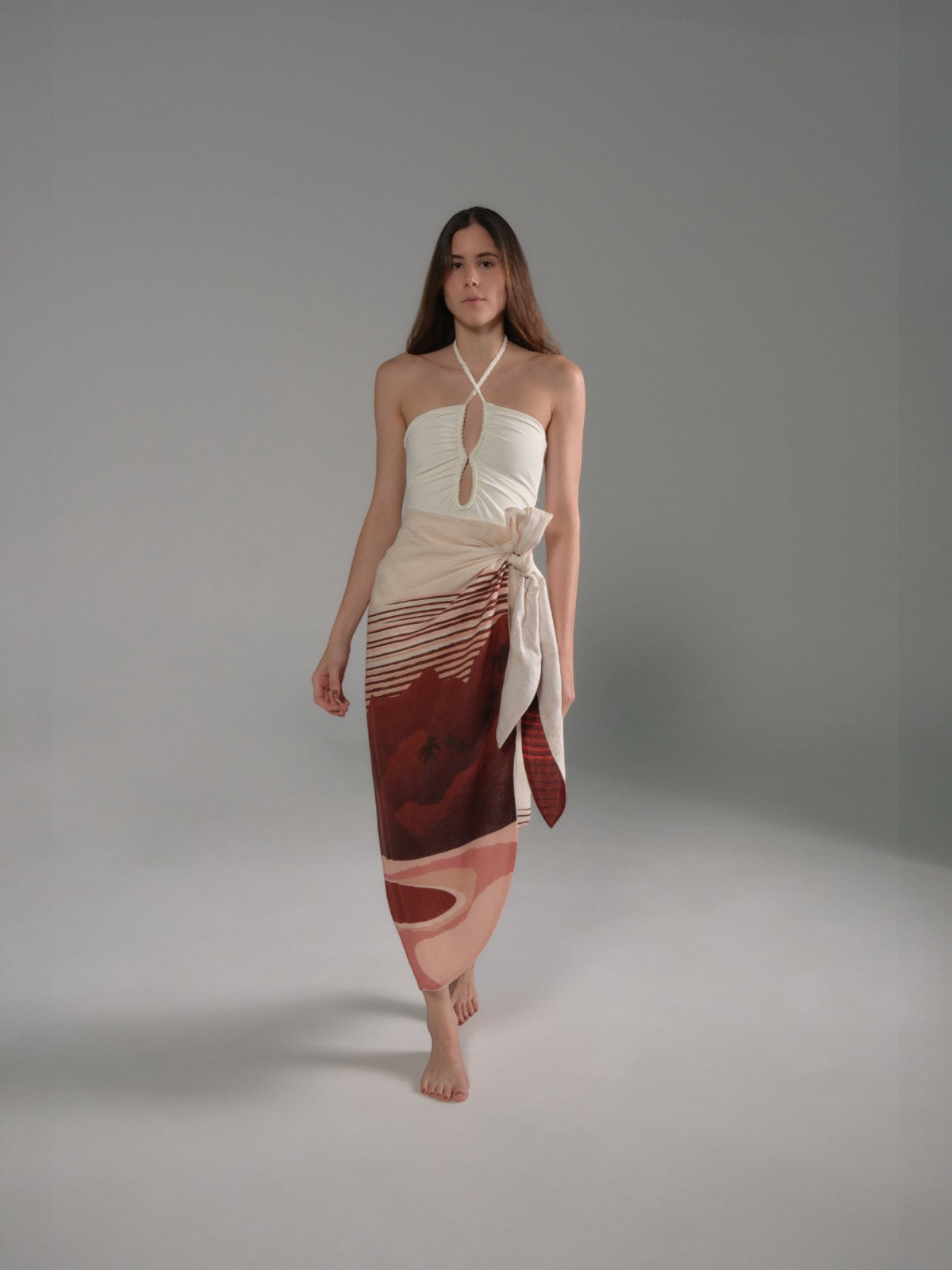 Mapara Linen Skirt | Red Tropical Landscape