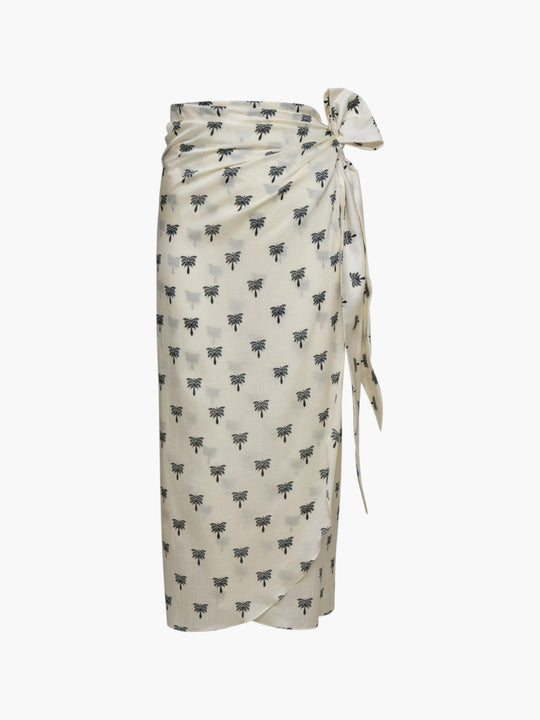Mapara Martellato Silk Skirt | Ivory/Black Polka Palms