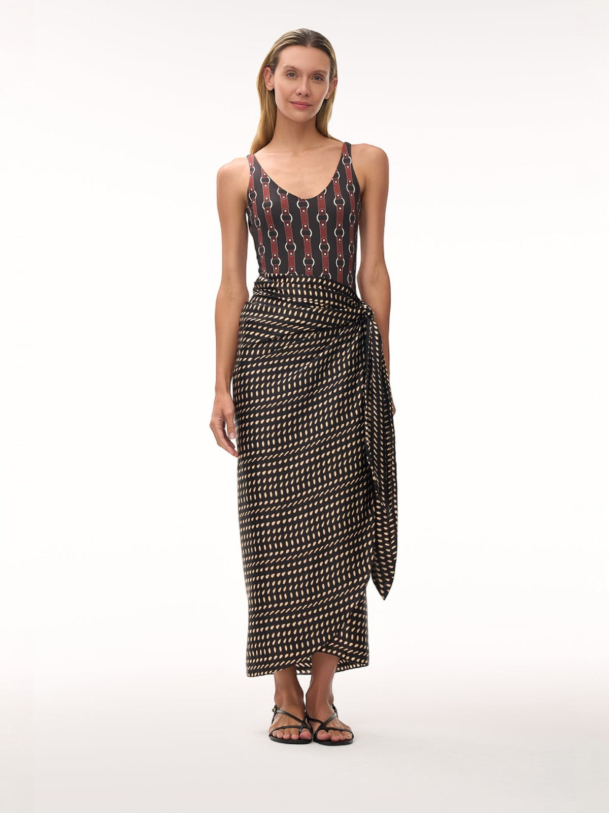 Mapara Satin Silk Skirt | Black & Ivory Seeds