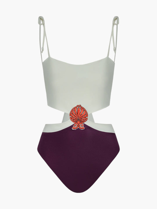 Pestana Embroidered One Piece | Purple/Ivory