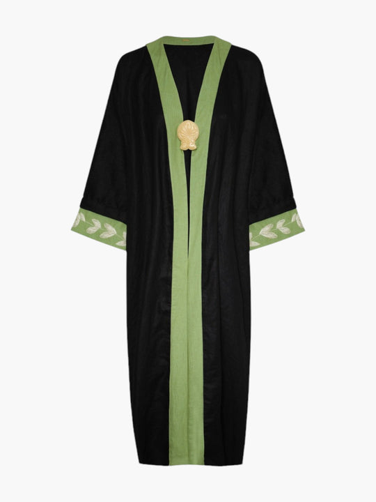 Praia Embroidered Linen Tunic | Black