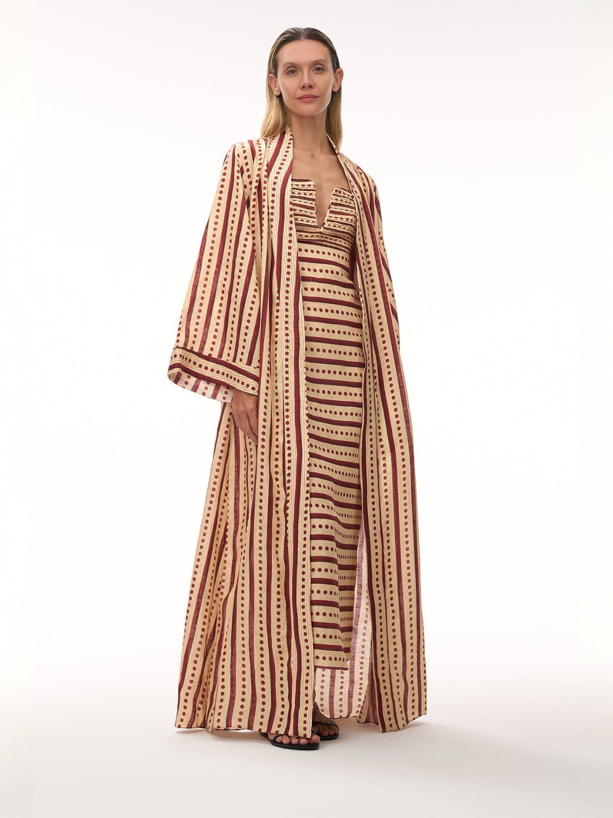 Rafaela Linen Kaftan | Red Stripes Rafaela Linen Kaftan | Red Stripes