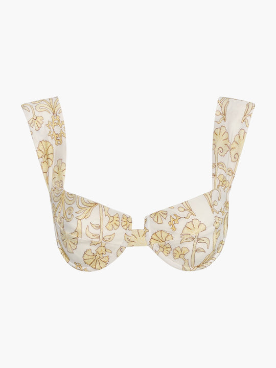 Sabina Embroidered Top | Yellow Flowers/Ivory