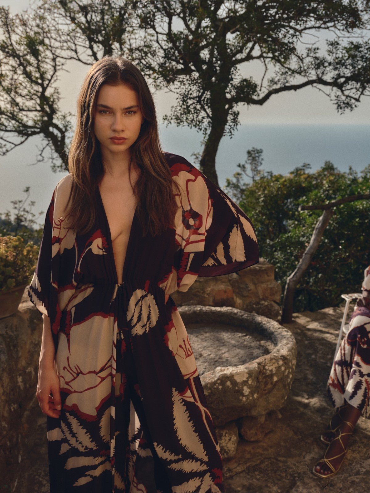 San Cipriano Crepe Chine Tunic | Purple Gladiolos San Cipriano Crepe Chine Tunic | Purple Gladiolos