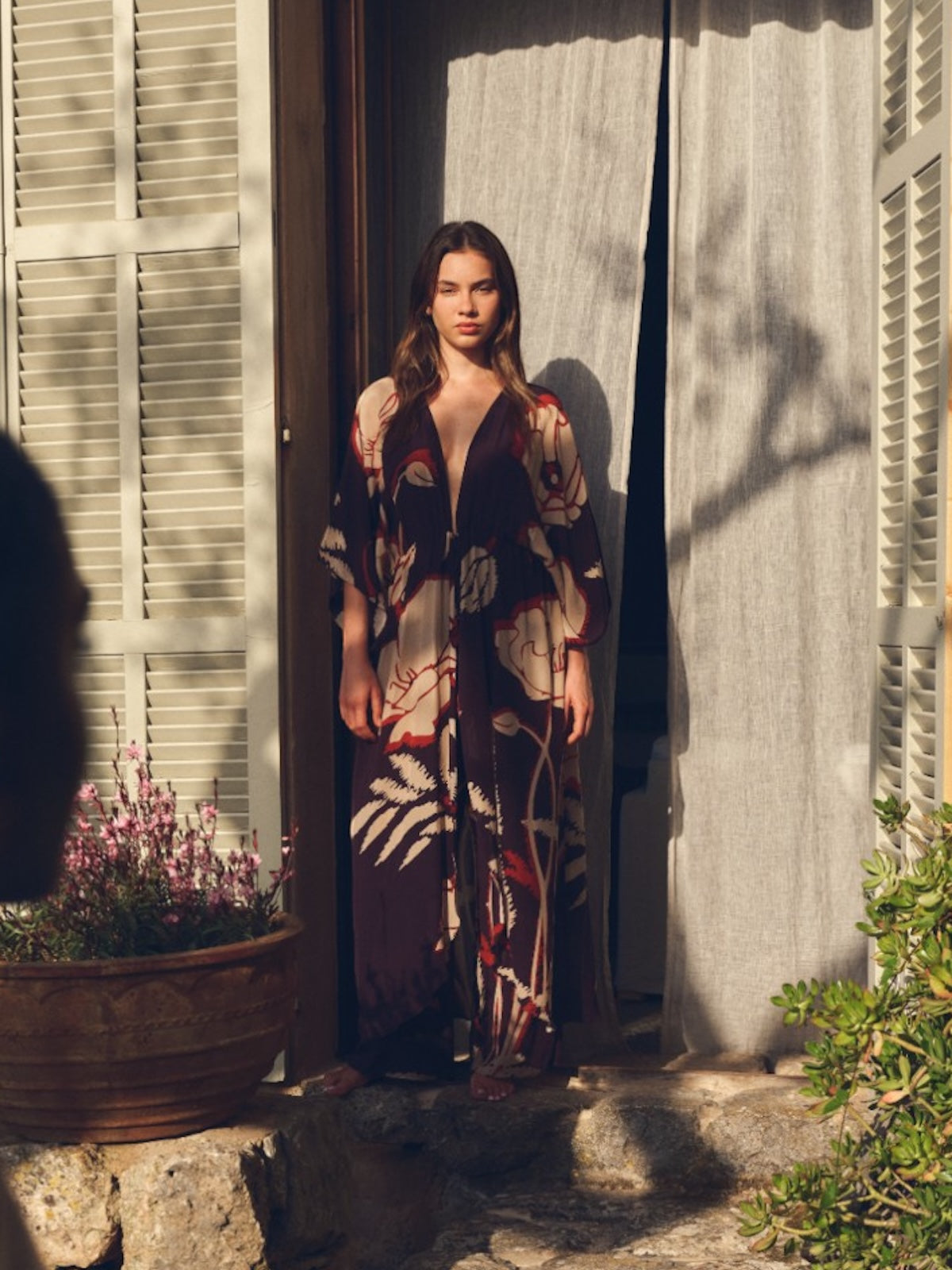 San Cipriano Crepe Chine Tunic | Purple Gladiolos San Cipriano Crepe Chine Tunic | Purple Gladiolos