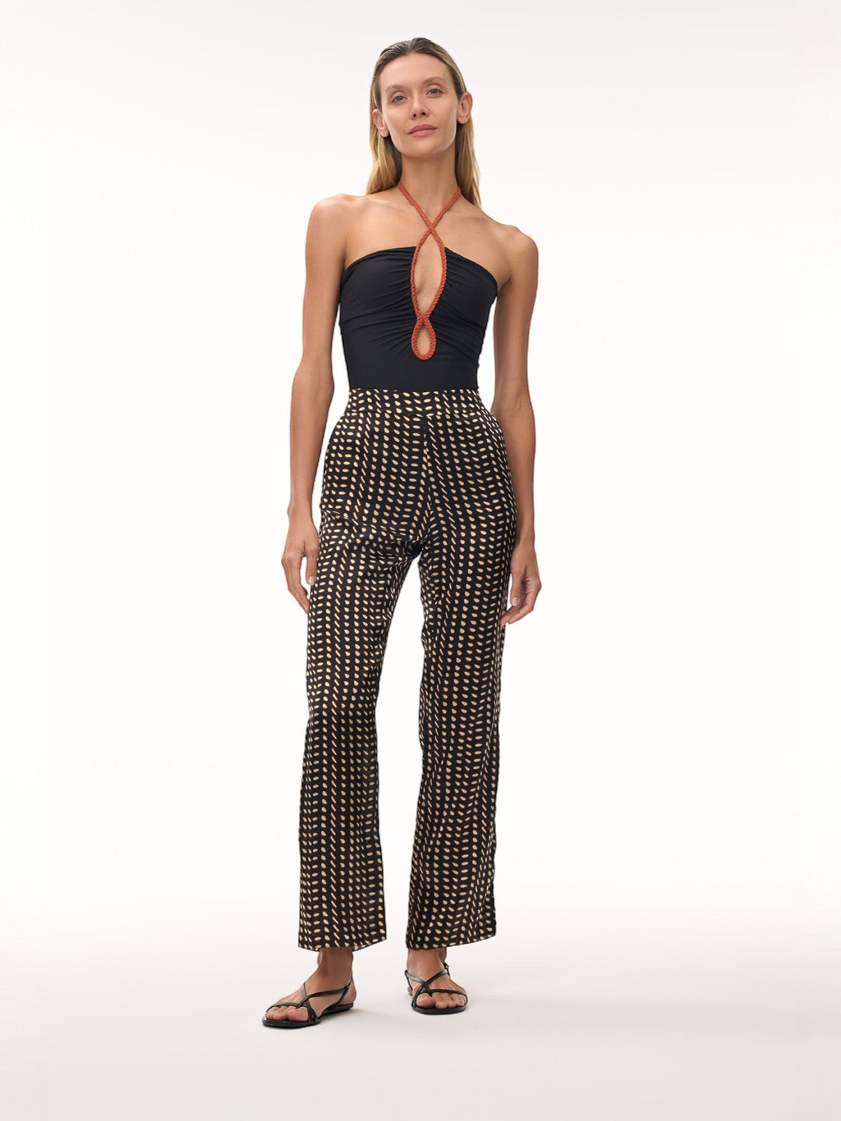 Santo Tomás Satin Silk Pants | Black & Ivory Seeds
