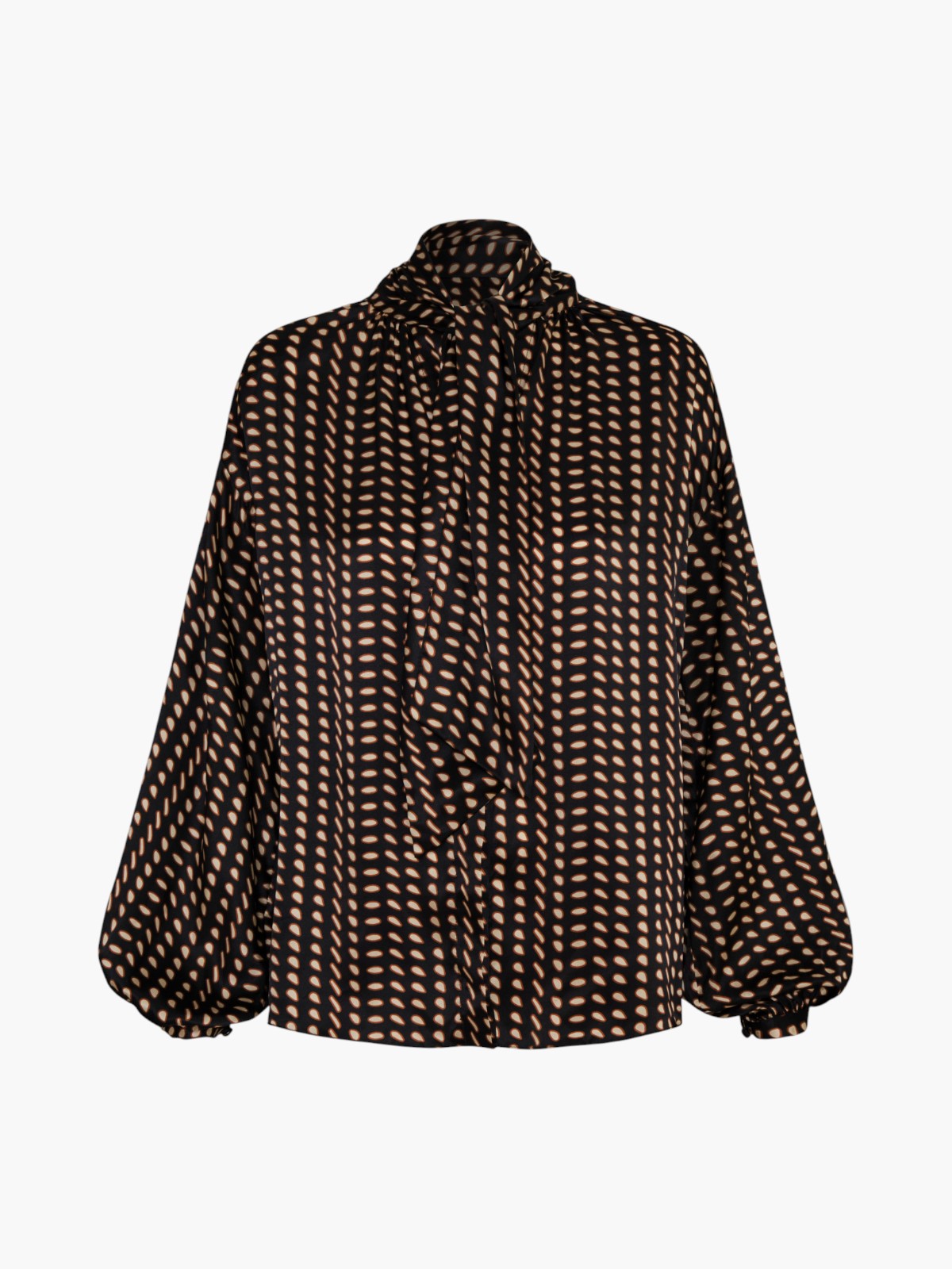 Simonetta Satin Silk Shirt | Black & Ivory Seeds