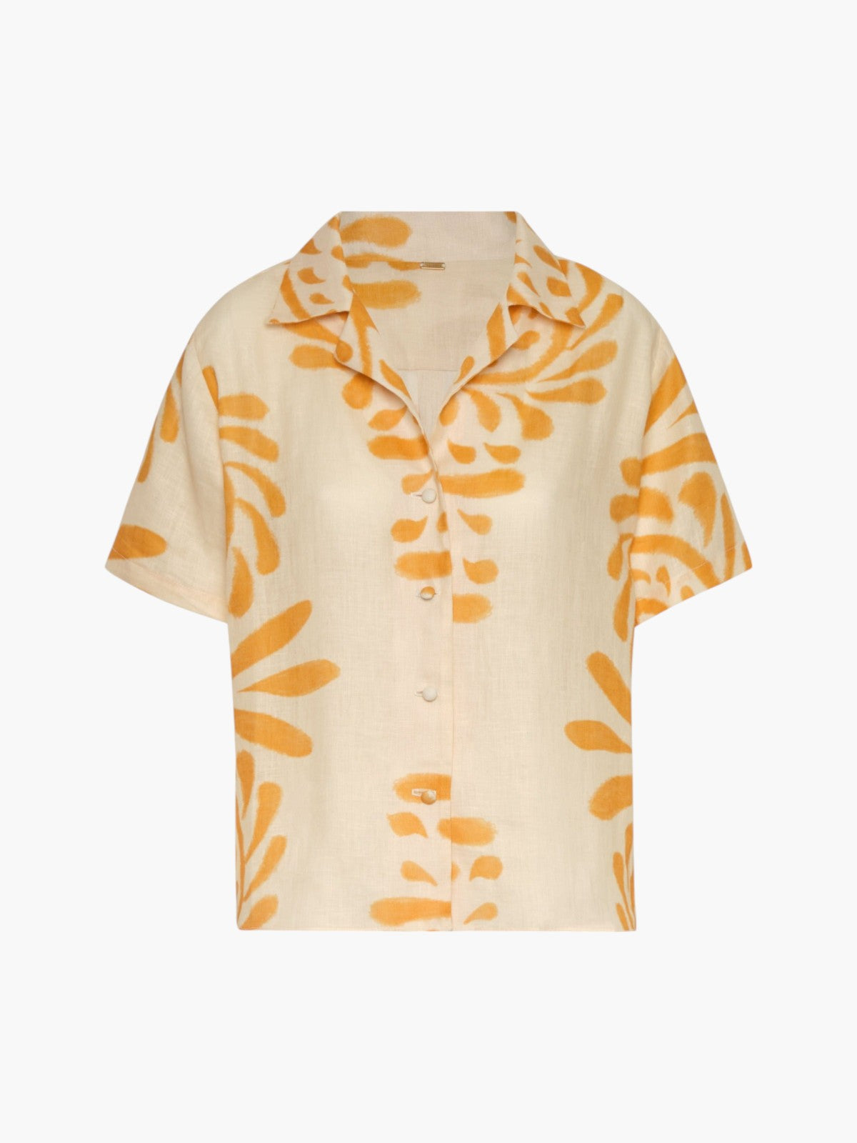 Tomaso Linen Shirt | Ecru/Yellow Arabesque