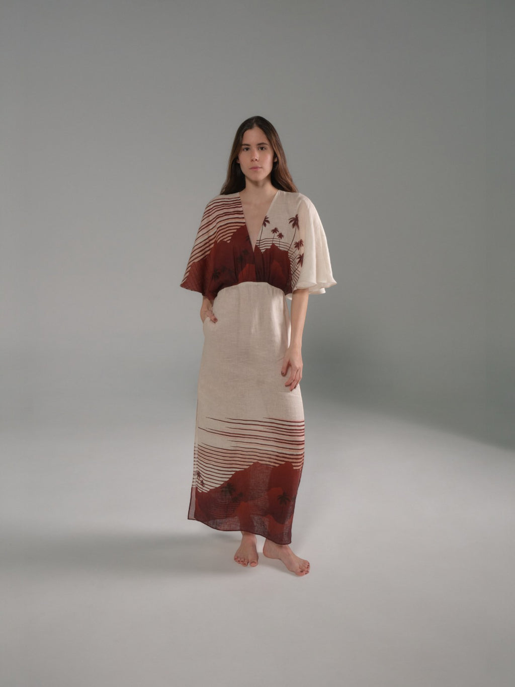 Topacio Linen Tunic | Red Tropical Landscape