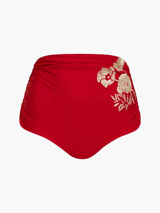 Victoria Embroidered Bottom | Red/Fuchsia