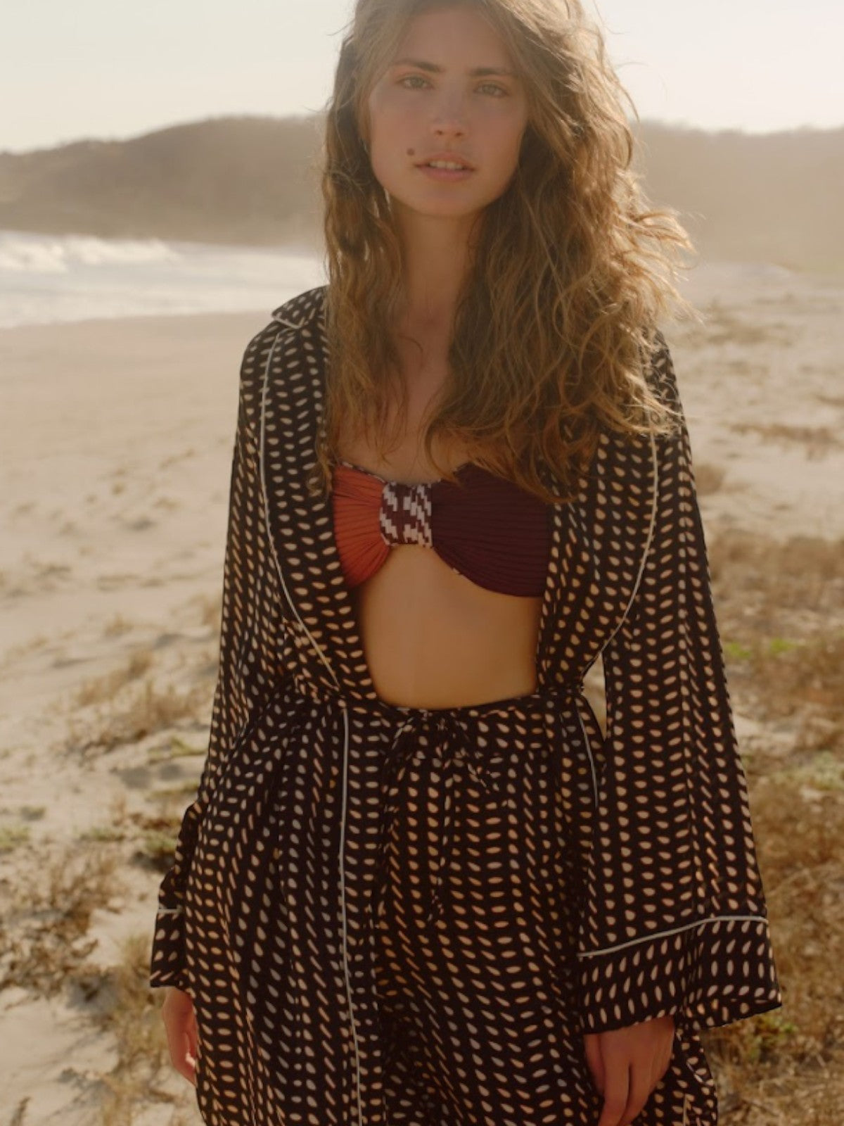 Western Satin Silk Kaftan | Black & Ivory Seeds Western Satin Silk Kaftan | Black & Ivory Seeds