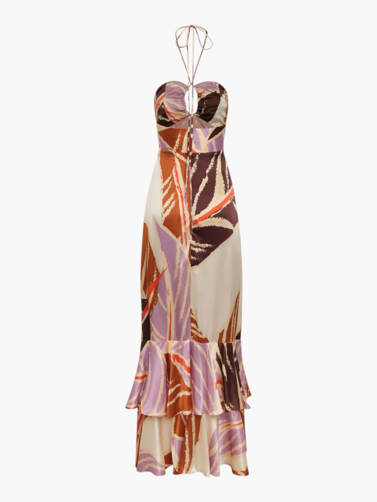 Sevillana Satin Silk Dress | Lilac Platanera Leaves Sevillana Satin Silk Dress | Lilac Platanera Leaves