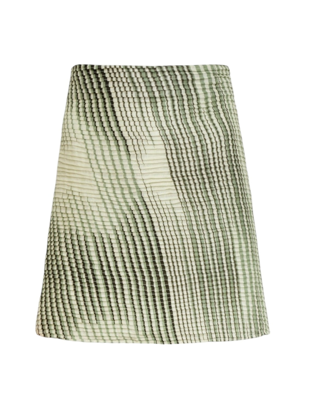 Bianca Pleated Linen Mini Skirt | Green Stripes